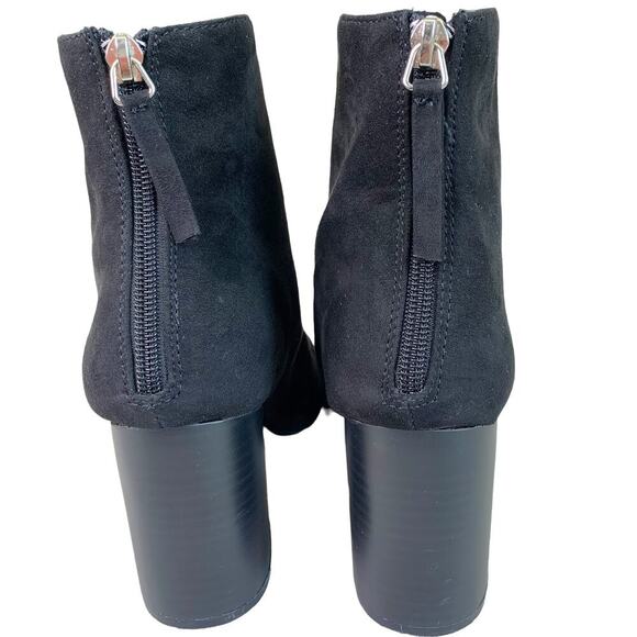 Qupid Vegan Suede Ankle Booties Back Zipper Block High Heel Women Size 9 Black - Picture 3 of 12
